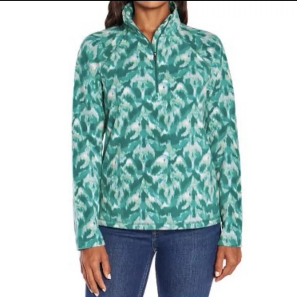 Eddie Bauer Polar Fleece 1/4 Zip‎ Lightweight Turquoise Leaf  - Small